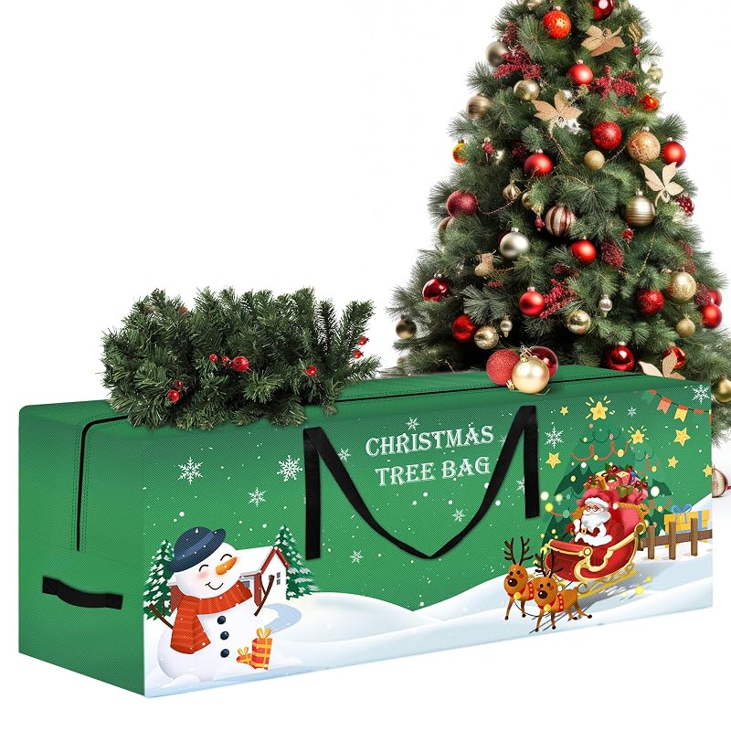 Christmas Tree Storage Bag 7.5 Ft Large with Reinforced Handles & Dual Zippers – 50" x 16" x 20" Green