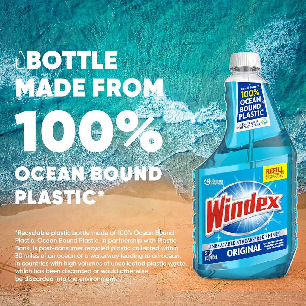 Windex Refill Bundle - 32oz Original Blue Glass Cleaner & 32oz Citrus Multisurface Disinfectant