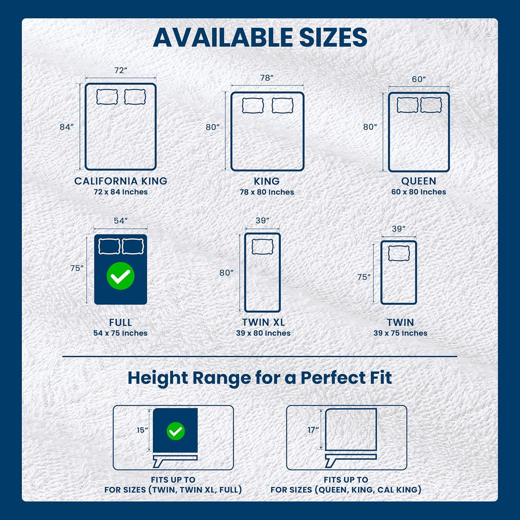 Utopia Bedding Full Size Mattress Protector - Waterproof 2 Pack, Soft Terry Cover with Deep Pockets (White)