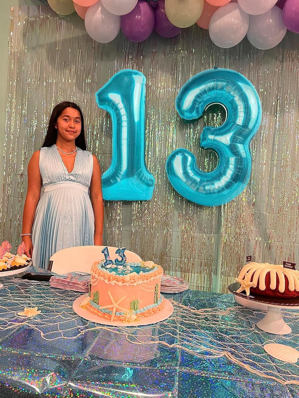 Numbers Balloon - 40 Inch Large Light Blue Balloon for Three Year Old Birthday Decor | Party Decorations