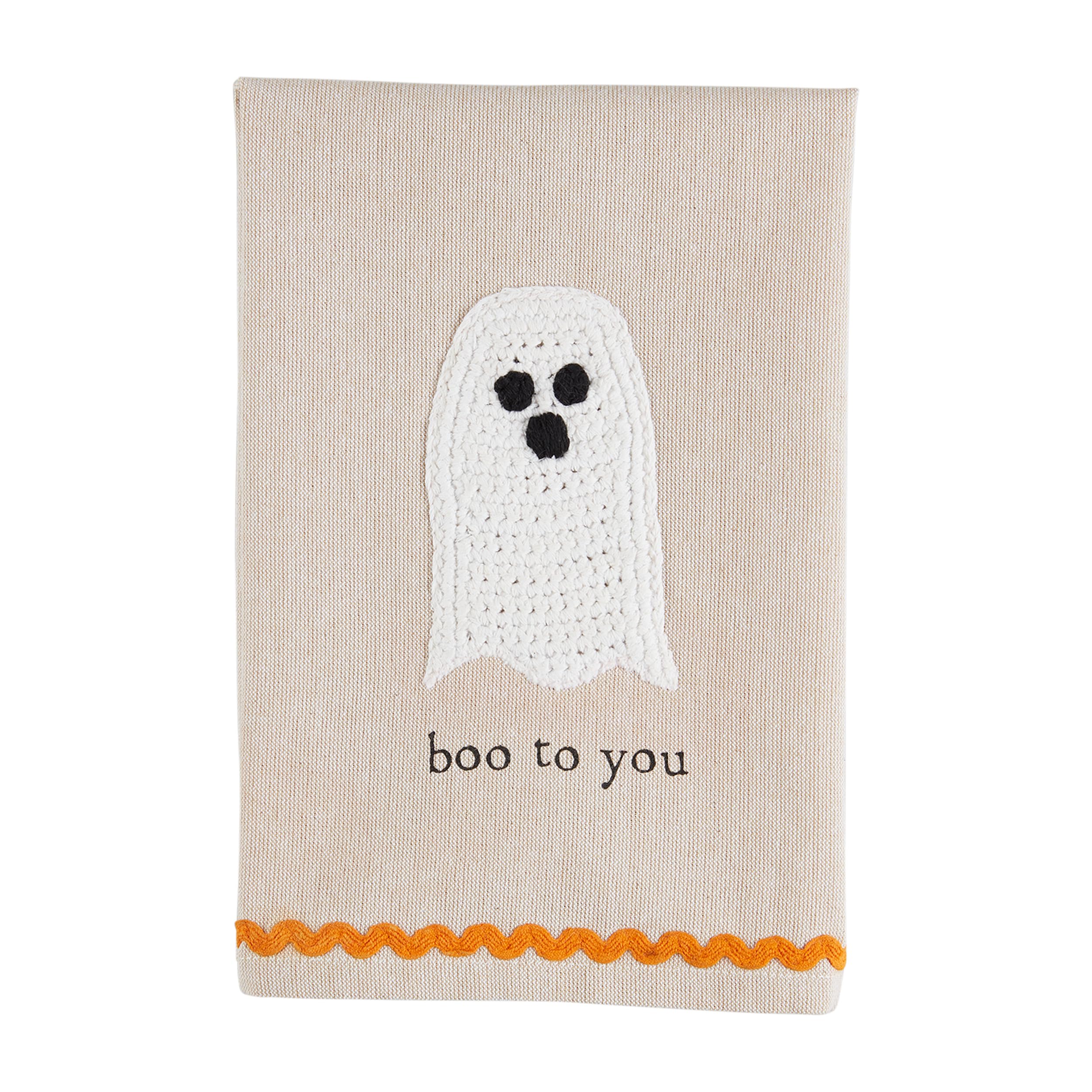 Mud Pie Crochet Towel, Boo, 10.5" x 7"