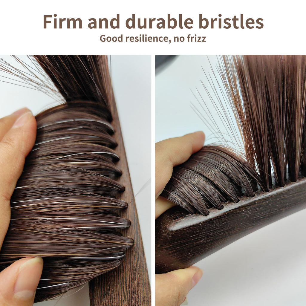 Hand Broom Brush, Dust Brush for Cleaning, Wood Block Hand Brush, Soft Bristle Cleaning Brush for Car Bed Furniture Clothes Garden Couch Draft (Curved Handle)