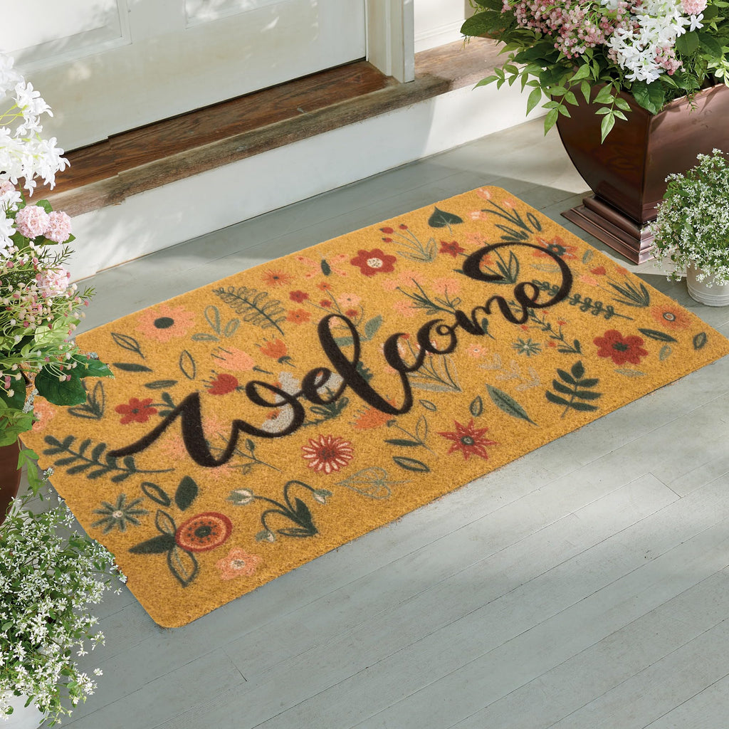 IZUS Floral Welcome-Doormats Front-Door - Spring Flower Home Decor Indoor-Mats Summer Non-Slip Seasonal Doormats 17x29inches