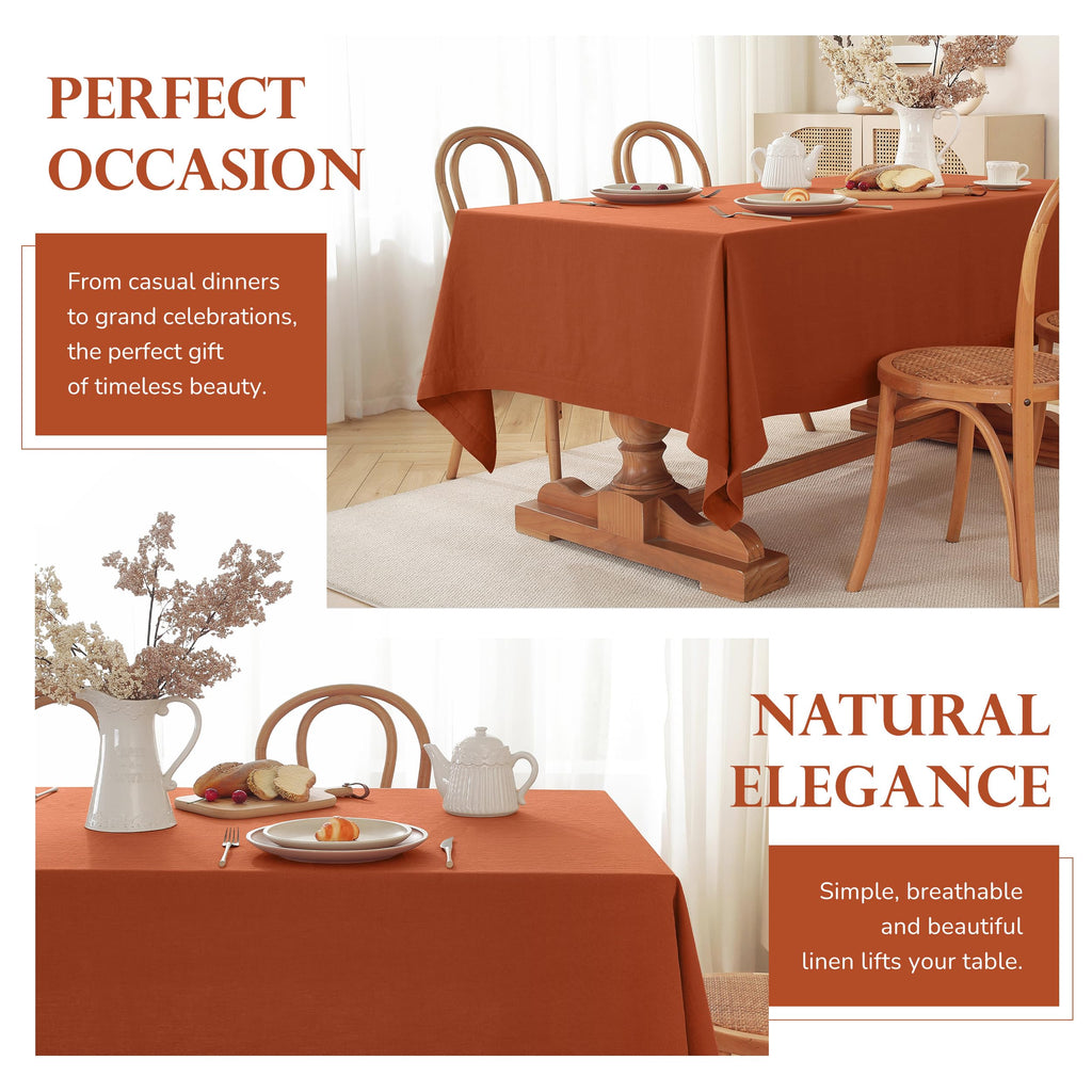 TRITON LINEN 100% Pure Linen Tablecloths 60x90Inches,Rectangle Table Cloth for Dining,Picnic,Weddings and Restaurants,Durable Stonewashed Tablecloths (Re-Caramel, Rectangle - 60 x 90 Inch)