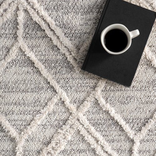 nuLOOM 2'6" x 8' Ansley Moroccan Tassel Area Rug, Light Grey, High-Low Textured Bohemian Design, Plush High Pile, Stain Resistant, For Bedroom, Living Room, Hallway, Entryway