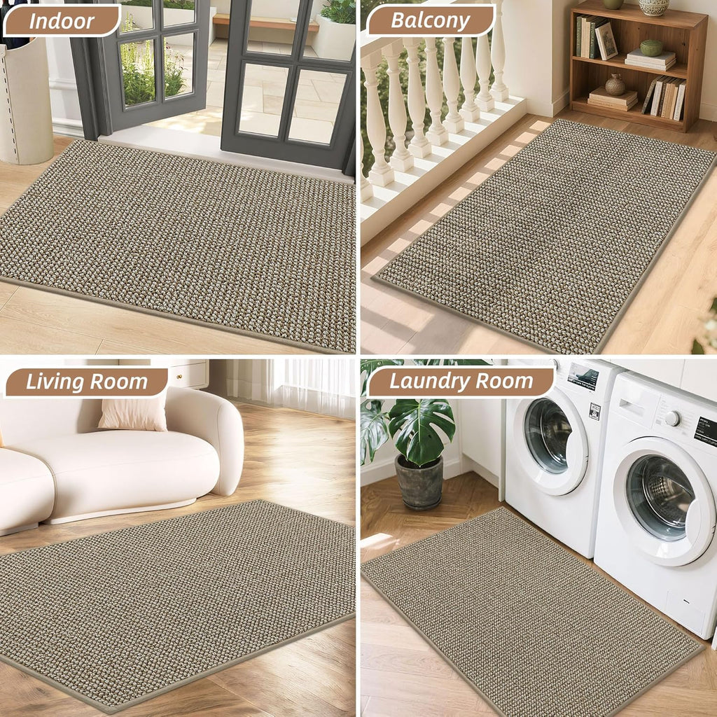 BEQHAUSE Dirt Trapper Door Mat - Non-Slip, Washable, Absorbent | 36" x 60" Light Beige Entrance Mat