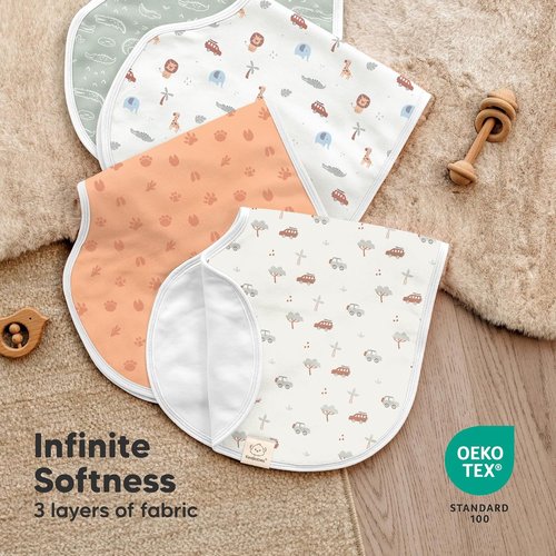 KeaBabies 4-Pack Baby Burp Cloths - Organic Cotton, Extra Large, Absorbent & Soft for Newborns | Wilderness Design