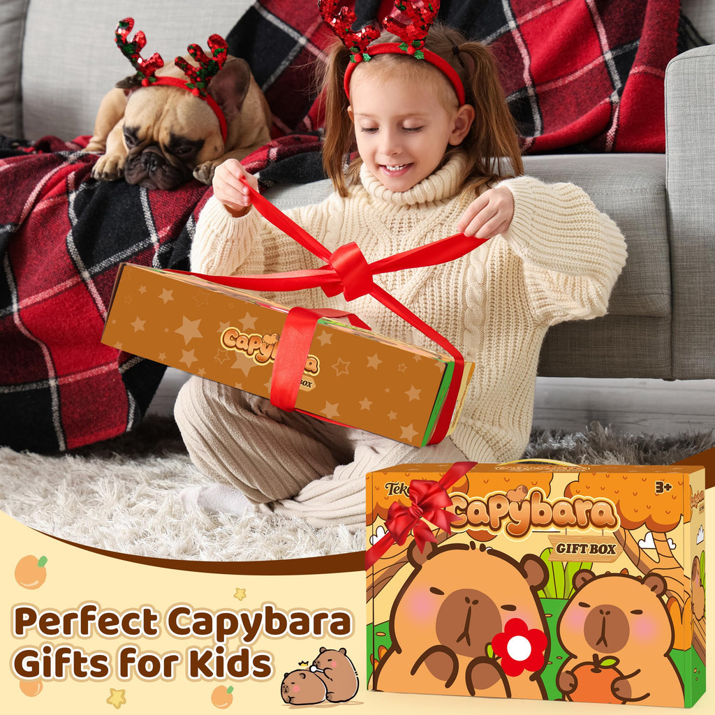 Tekeii Capybara Gifts Box, Cute Capybara Toy for Girls Kids for Back to School, Birthday, of Shoulder Bag, Coin Purch, Water Bottle, Keychain, Plush Notebook, Eye Mask, Bracelet, Pocket Comb