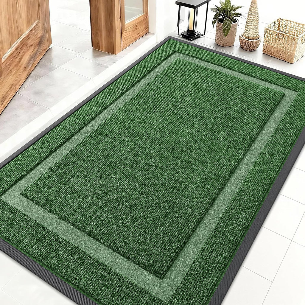 OLANLY Indoor Outdoor Front Door Mat - Waterproof All-Season Doormat, Sturdy Rubber, Easy Clean | 47x32, Green