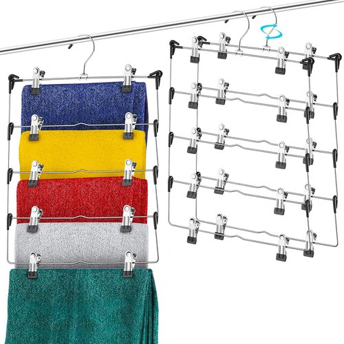 DEILSY™ 5-Tier Skirt Hangers - Space-Saving Metal Clips for Pants | 3-Pack Closet Organizer