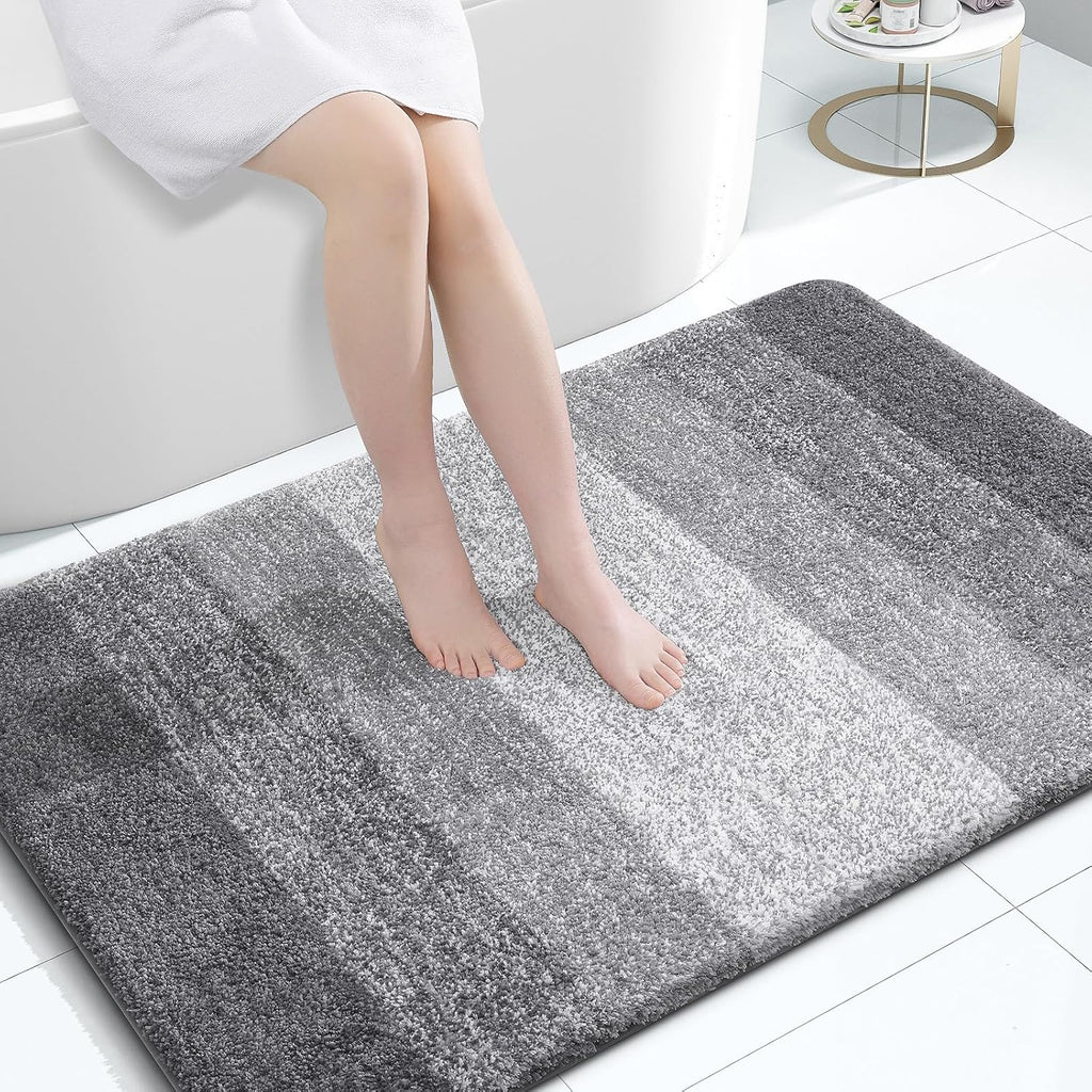 OLANLY Large Microfiber Bath Rugs - Extra Soft & Absorbent | Quick Dry, Machine Washable, 44x32, Grey