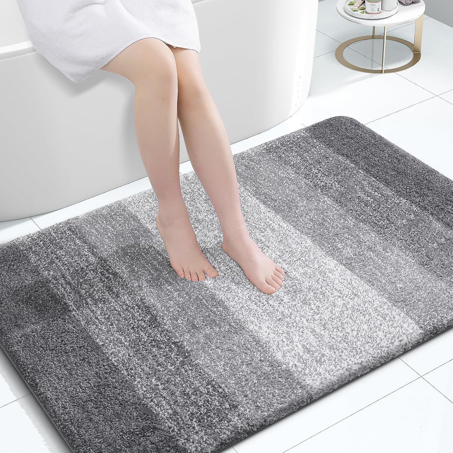 OLANLY Large Microfiber Bath Rugs - Extra Soft & Absorbent | Quick Dry, Machine Washable, 44x32, Grey