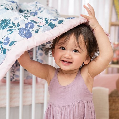 aden + anais Essentials 3-Piece Crib Bedding Set, Baby Bedding Bundle, Cotton Blanket, Crib Sheet, Crib Skirt, Flowers Bloom