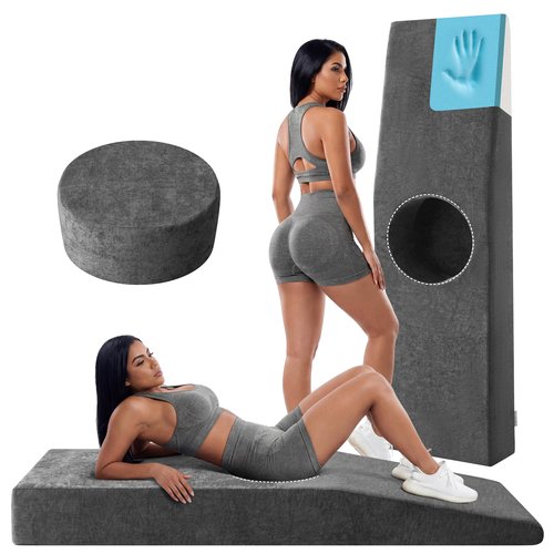 BYBYME Memory Foam BBL Bed for Sleeping Brazilian Butt Lift Recovery Pillow After Surgery with Removable Cover (Grey, 71x22x8 Inch)