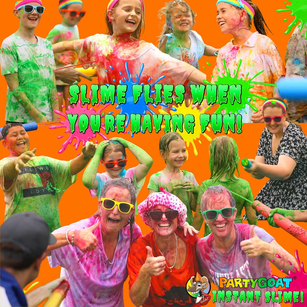 PARTY GOAT Bulk Instant Slime Powder - Create 40 Gallons of Fun Multicolor Slime for Blaster Guns & Color Events