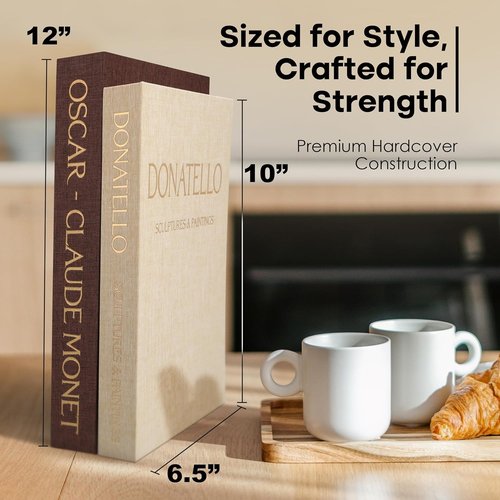 Decorative Books | Set of 2 Faux Books with Secure Magnet Closure for Home Decor & Photo Storage