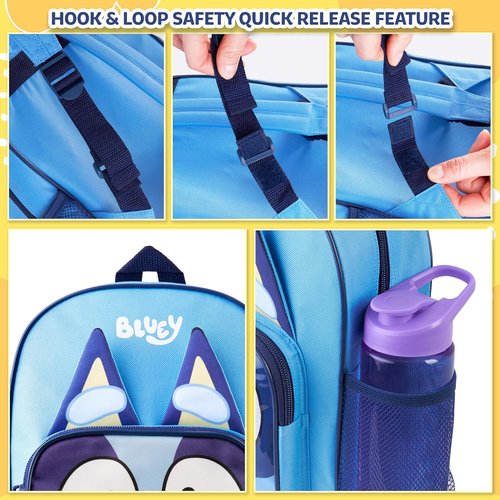 Bluey Mini Backpack - Adjustable Straps for Kids | 11.5x9 in Travel Bag in Blue