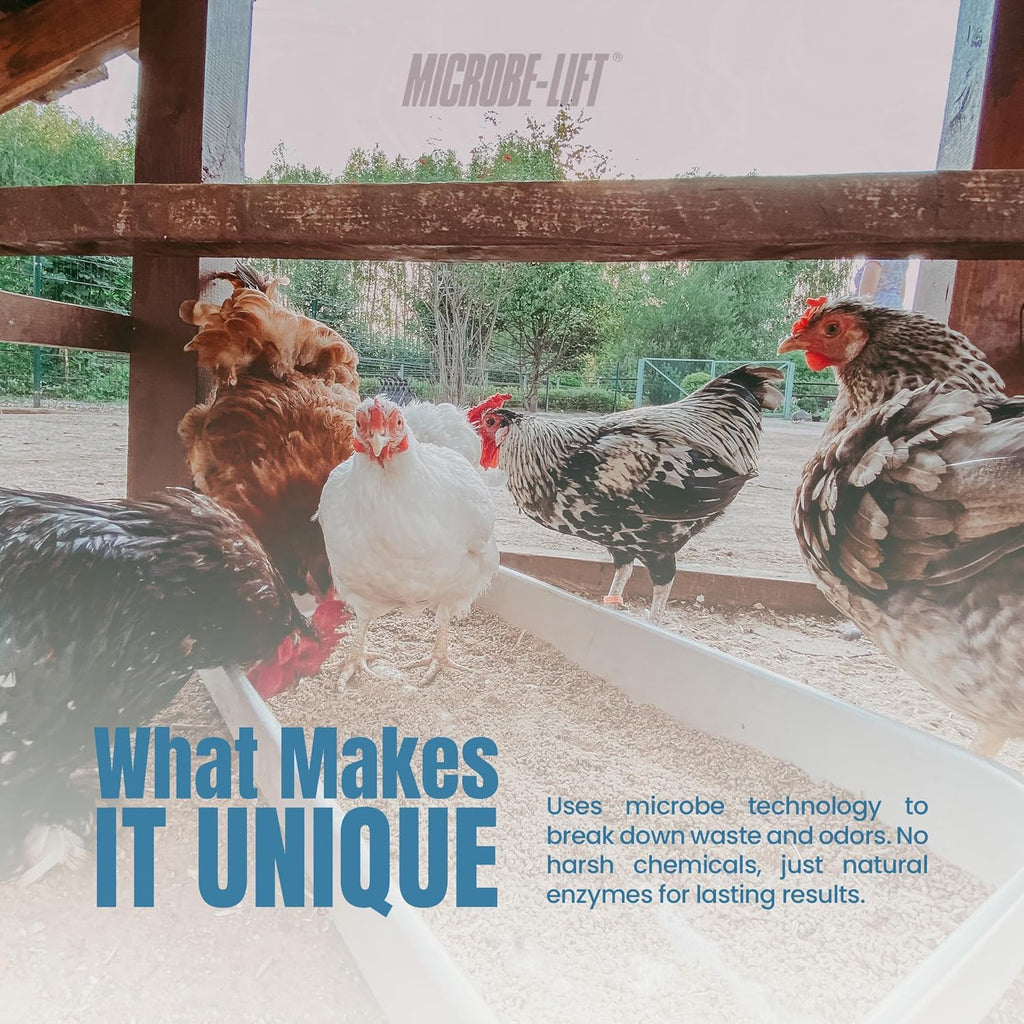 Microbe-Lift Chicken Coop Cleaner & Deodorizer - Natural 32 oz Solution for Clean Poultry Spaces