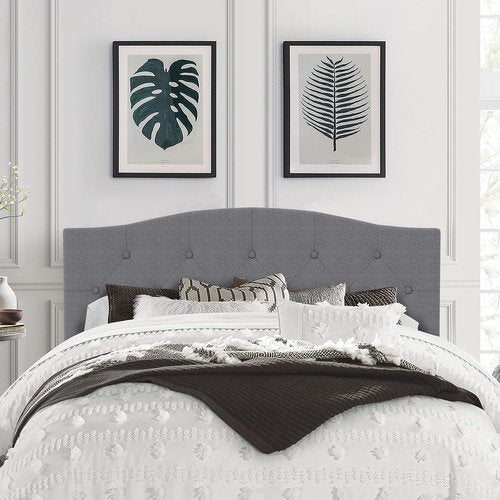 Hillsdale Provence Upholstered Arch Adjustable Tufted Full/Queen Headboard, Glacier Gray