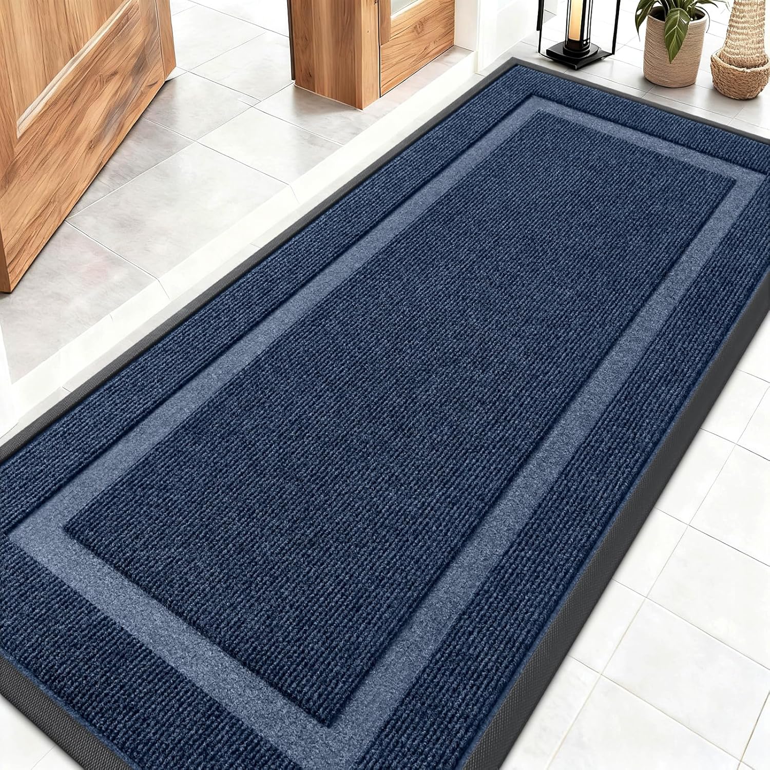 OLANLY Indoor Outdoor Front Door Mat - Waterproof, All-Weather, Easy Clean | 59x23, Blue