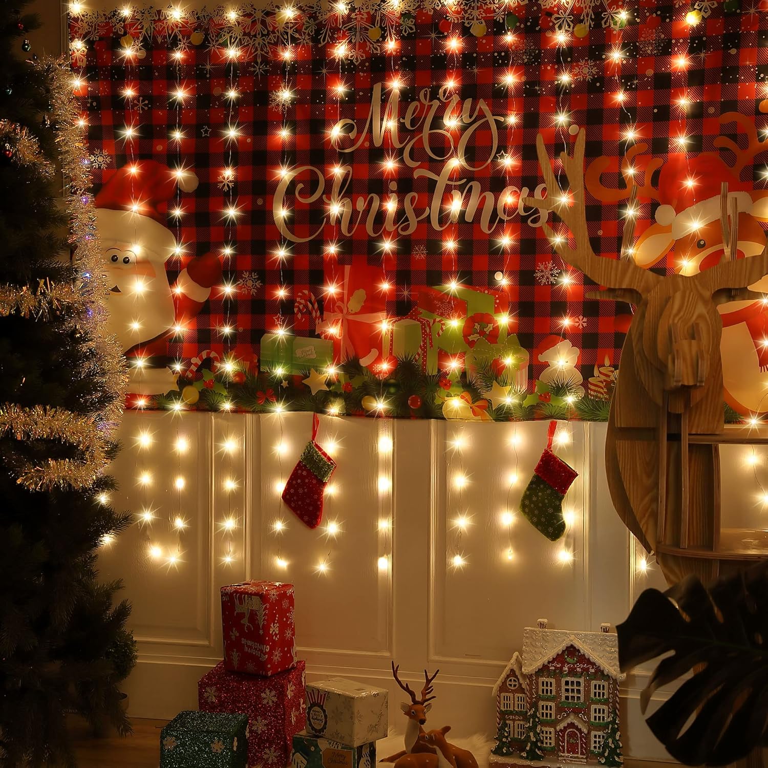 Meonum Curtain Tapestry Fairy String Lights - 13 Strings, 6.6 x 5 Ft, 8 Modes for Bedroom Decor
