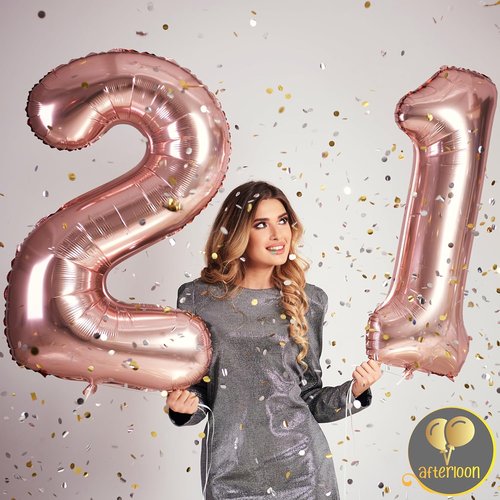 AFTERLOON® Jumbo 40 Inch Pink Foil Number 7 Balloons - Perfect for 7th Birthday Celebrations