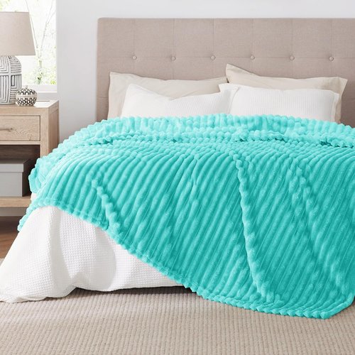 Bedsure GentleSoft Blue California King Blanket - Cozy Fleece Throw for Women, 102x96 Inches