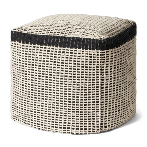 Loloi II LPF0040 Black/Ivory 18'' W x 18'' D x 18'' H Pouf