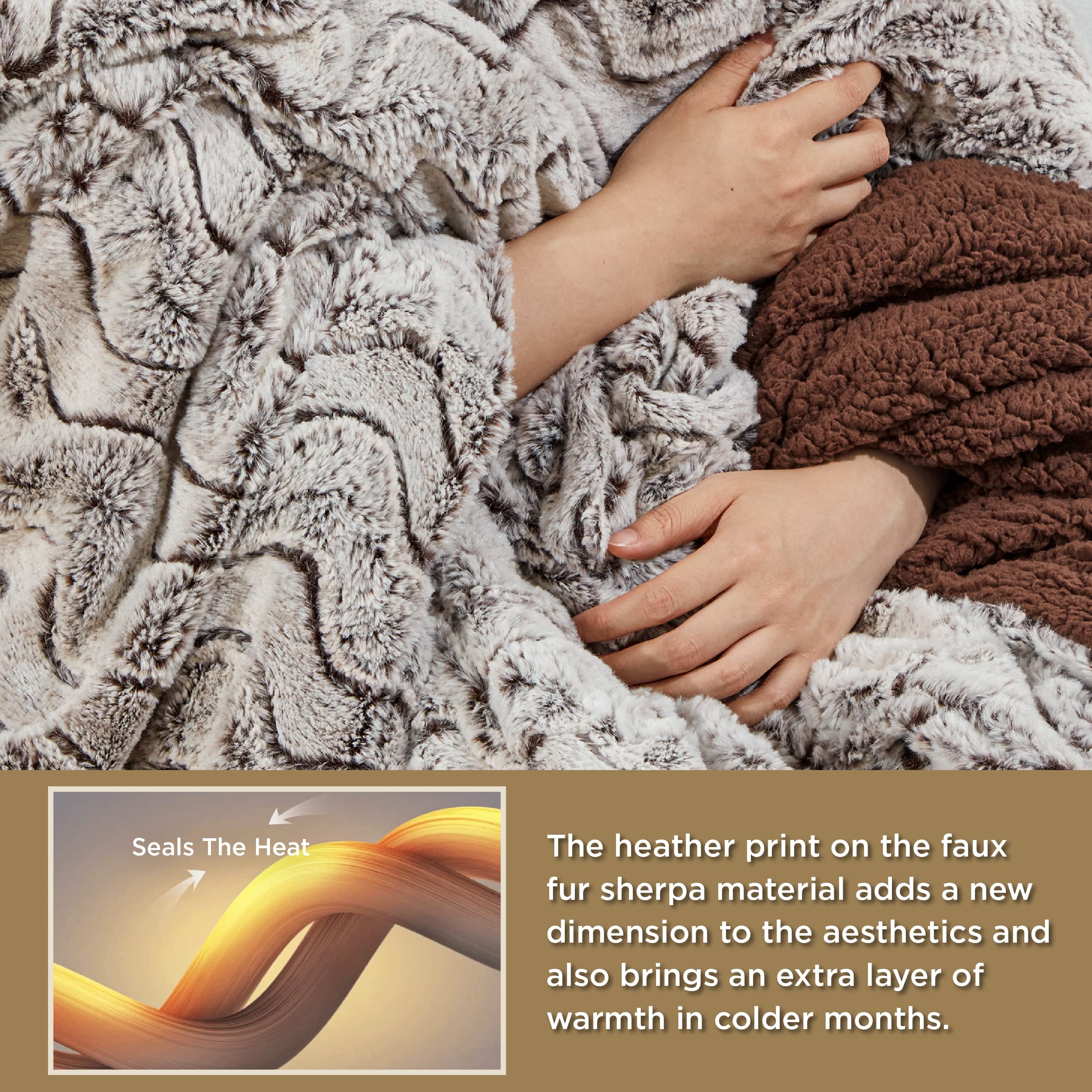 Bedsure Cozy Throw Blankets for Couch - Comfy Fuzzy Blankets and Throws，Warm Soft Plush Throws and Blankets for Sofa, Brown, 50x60 inches