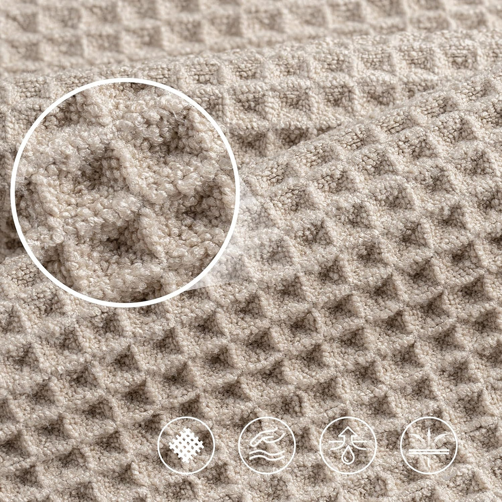 POLYTE Microfiber Bath Towels - Oversize Quick Dry, Lint-Free, 60 x 30 in, 4 Pack | Waffle Weave