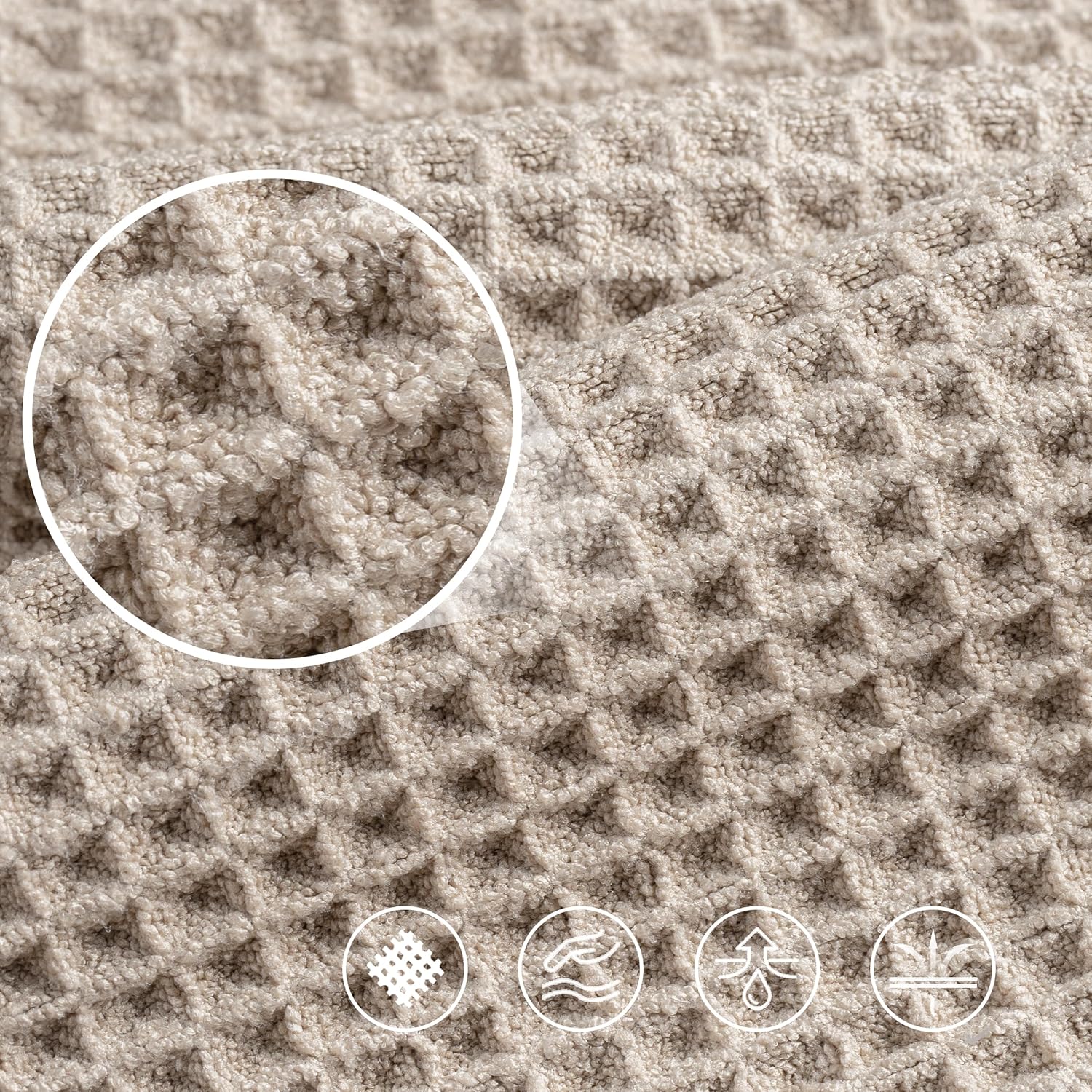 POLYTE Microfiber Bath Towels - Oversize Quick Dry, Lint-Free, 60 x 30 in, 4 Pack | Waffle Weave