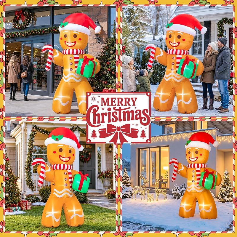 OurWarm 8FT Gingerbread Christmas Inflatable for Outdoor Yard — Variation: 8FT Gingerbread