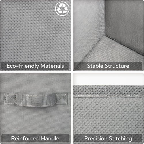 Granny Says Cube Storage Bins - Foldable Fabric Organizer with Handle | 11x11 Gray, 6-Pack for Closet & Office