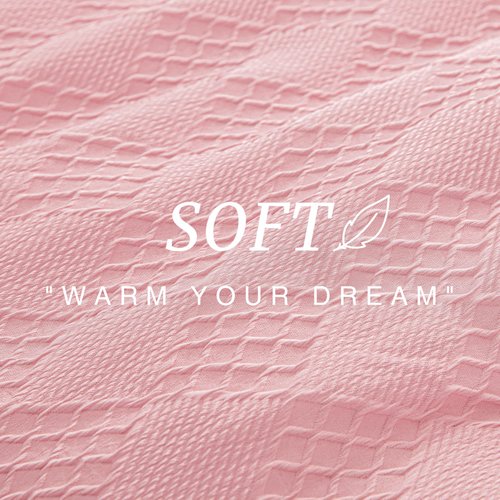 EXQ Home Waffle Comforter Queen Size - Super Soft Embossed Design Comforter Set 3 Pieces, Pink 3D Diamond Pattern Bedding Set,Winter Warm Bed Set,1 Comforter with 2 Pillowcases