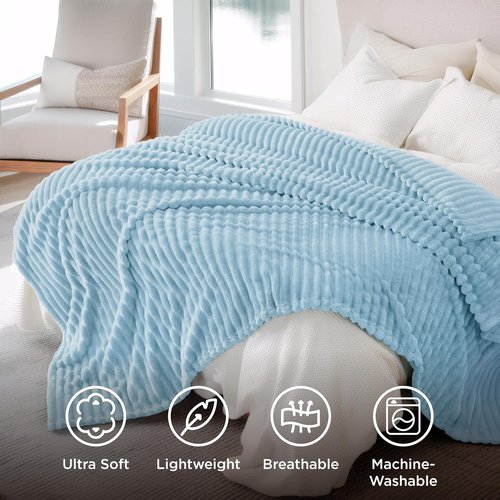 Bedsure GentleSoft Blue Full Blanket - Cozy Fleece Throw for Women | Light Blue, 84x90 Inches