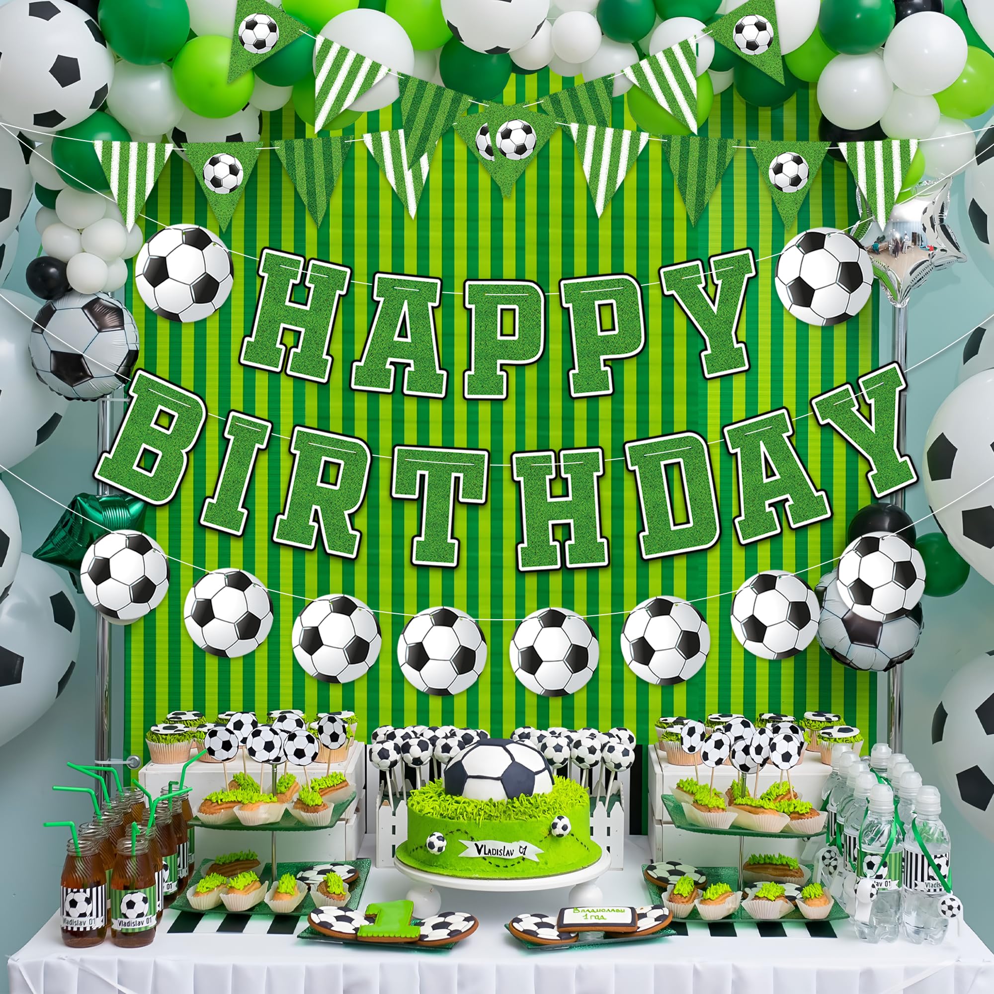 Soccer Happy Birthday Banner Soccers Sports Paper Garland Soccer Pennant Bunting Flag Decor Soccers Happy Birthday Party Decorations for Kids Boys and Girls Sports Football Birthdays Party Supplies