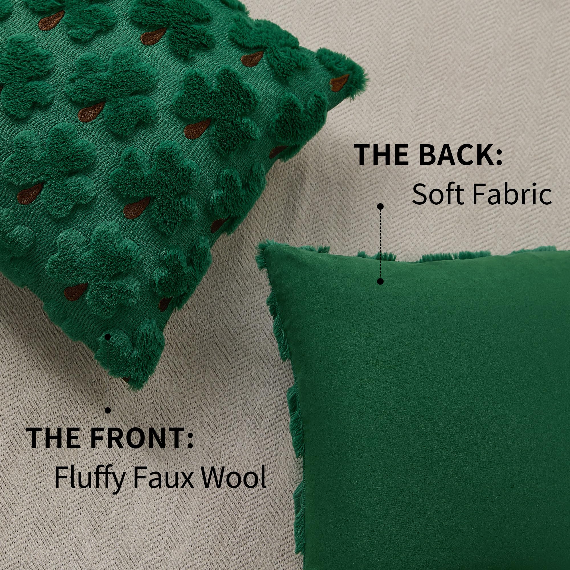 WKJZH St Patricks Day Pillow Covers 18x18 Inch Set of 2 Green Shamrock Brown Petioles Decorative Soft Plush Faux Wool Throw Pillows for Couch Sofa Bedroom Holiday Home Decor MRD03A45