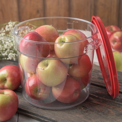 Carlisle FoodService Products Storplus Round Food Storage Container with Stackable Design for Catering, Buffets, Restaurants, Polycarbonate (Pc), 6 Quart, Clear
