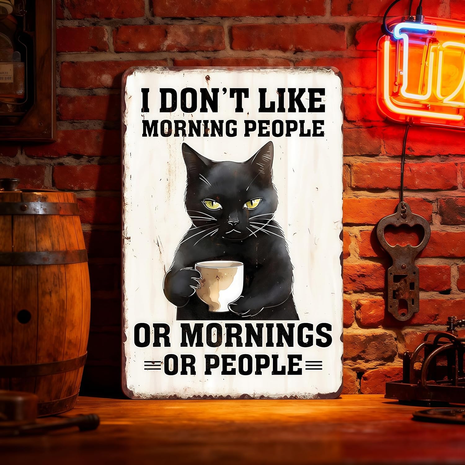 Skiennix Funny Animal Metal Wall Art - Sarcastic Chicken Quote Rusted Tin Sign for Bar & Man Cave Decor - Black