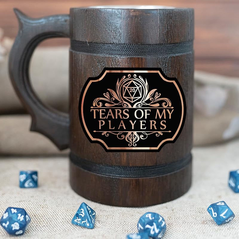 Oak Wood 17oz Tears of My Players Mug – DnD DM Gift Beer Stein