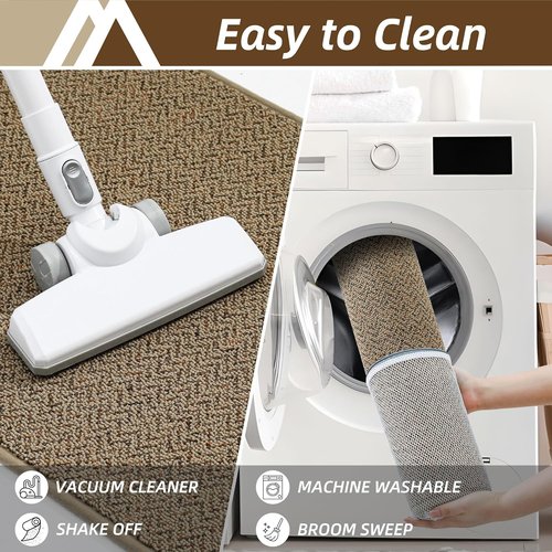 COSY HOMEER Non-Slip Door Mat - Absorbent 17" x 30" Entryway Rug | Washable Taupe Floor Mat
