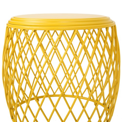 Christopher Knight Home Bryony Indoor 19" Diameter Lattice Iron Side Table, Matte Yellow