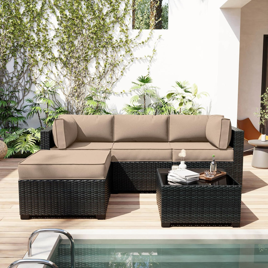 Skiennix Outdoor Patio Furniture Cushion Covers - Waterproof Replacement Set for 5 Cushions