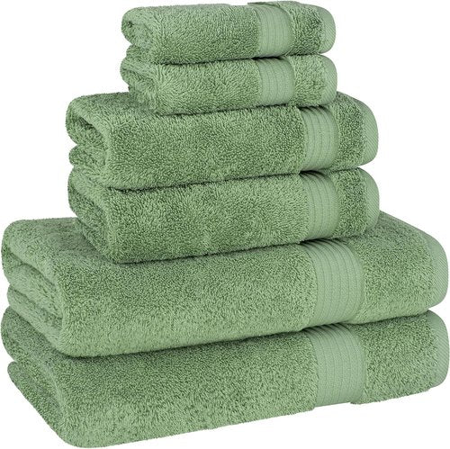 Cotton Paradise 6-Piece Towel Set - 100% Soft Absorbent Turkish Towels in Sage Green