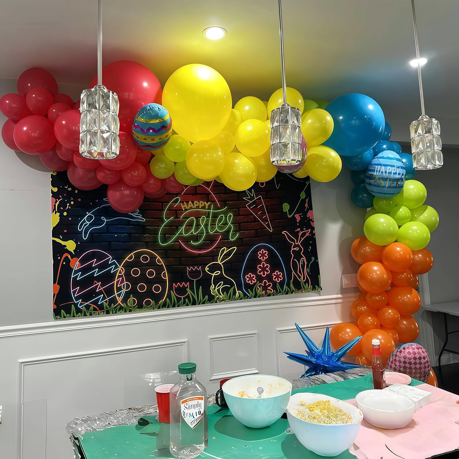 Skiennix 141 Pcs Rainbow Balloon Arch Kit - Vibrant Neon Colors for Tropical Luau & Birthday Celebrations