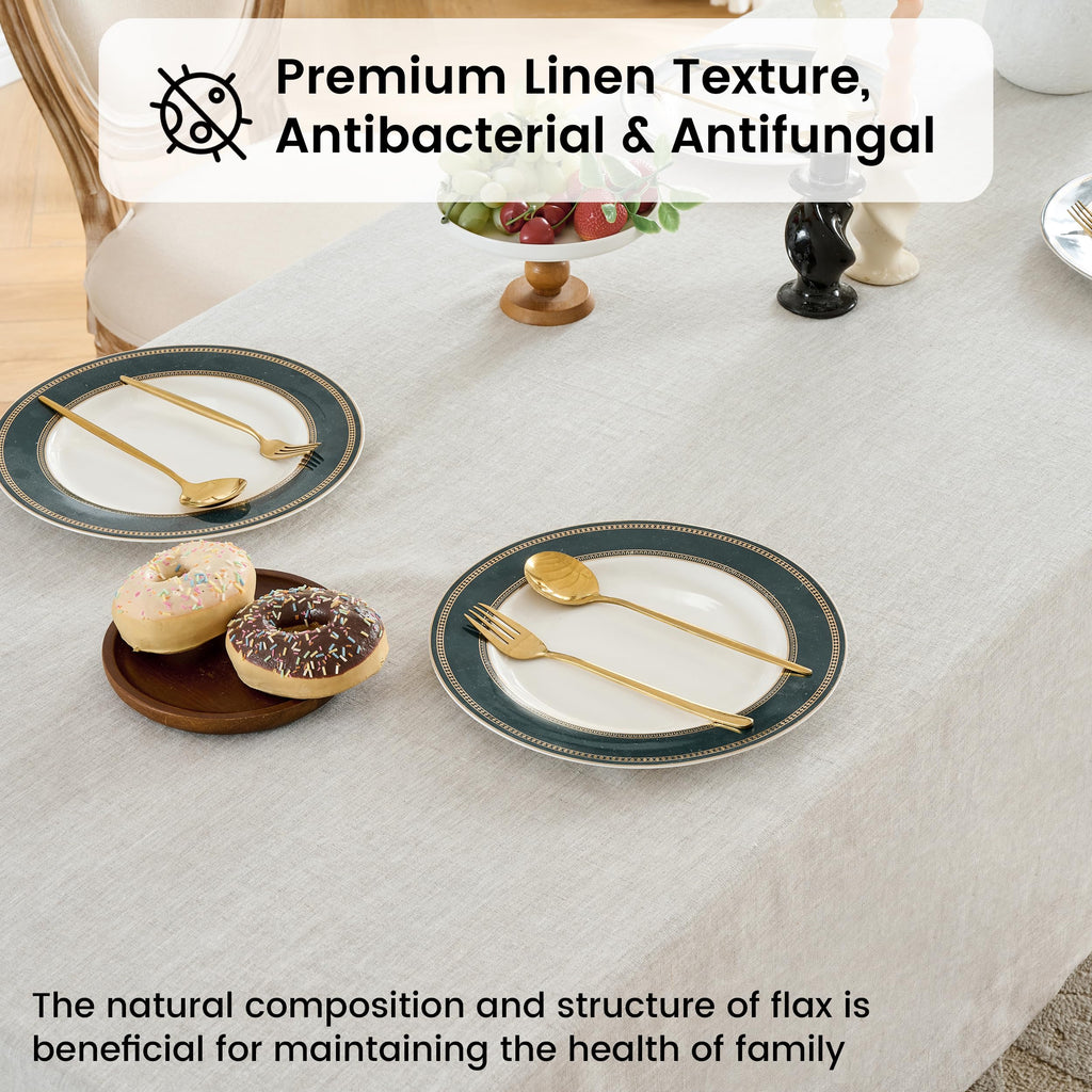 Simple&Opulence Natural Linen Tablecloth for Rectangle Tables-60×120 Inch, 100% Linen Farmhouse Tablecloth for 10-12 Seat Dining Table, Stonewashed Extra Large Tablecloth for Banquet, Dinner, Wedding