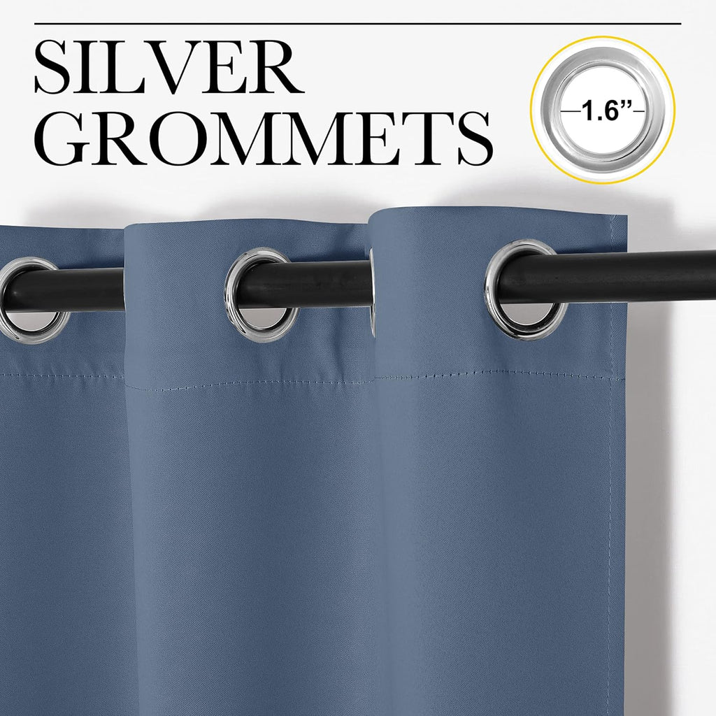 NICETOWN Thermal Insulated Blackout Curtains - Stone Blue, Set of 2, 29x40 Inches | Room Darkening Drapes