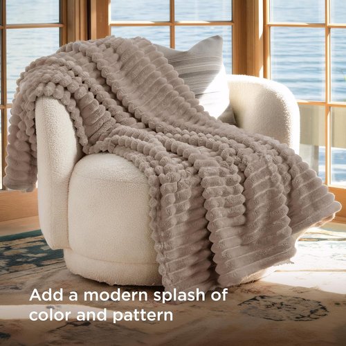 Bedsure GentleSoft Fleece Blanket - Cozy Light Brown Throw for Couch, Perfect 60x80 Inches Size