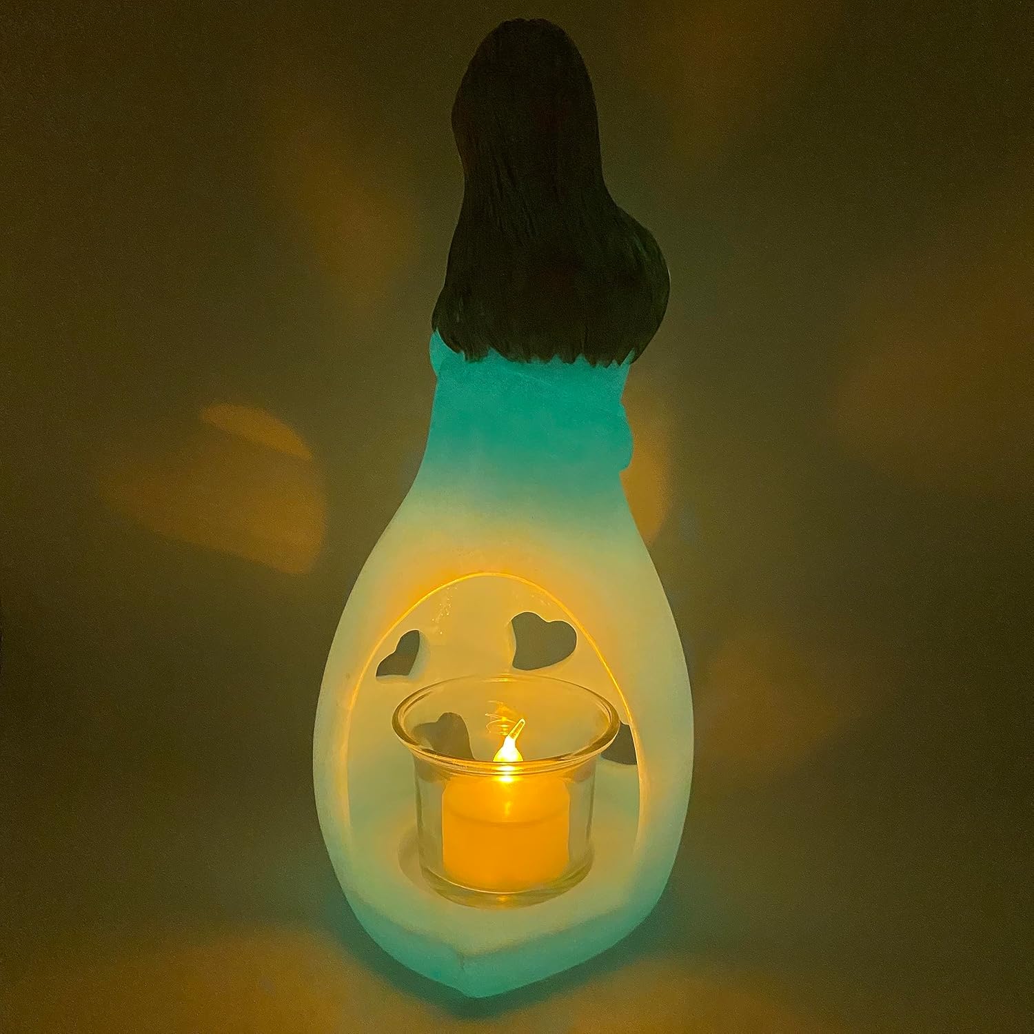 Mother-Daughter Candle Holder Statue - Glow in The Dark with Flickering LED | Hand-Painted Gift for Mother's Day, Christmas, Birthday
