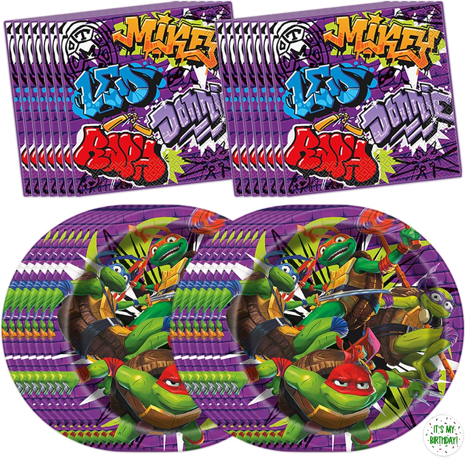 Teenage Mutant Ninja Turtles Party Decorations - 16 Plates & 16 Napkins | Officially Licensed TMNT Supplies